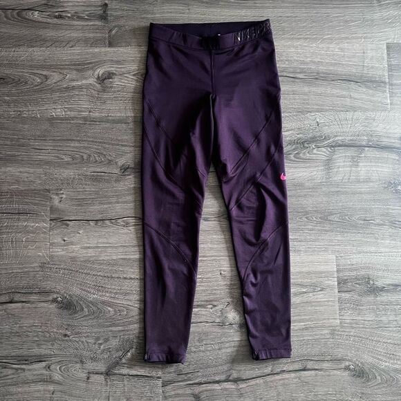 Nike Pants - Nike Pro Hyperwarm purple tights active leggings run jog gym sz Medium